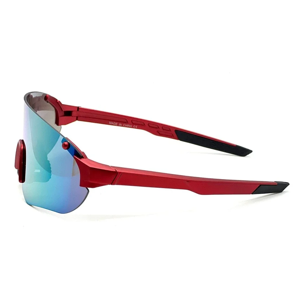 Sport Sunglasses Fire Red‎ Mirrored Lens Reflective Shield Running Glasses Men